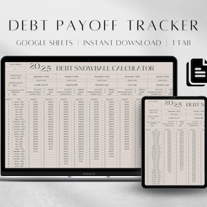 Calculadora de deuda en forma de bola de nieve de Google Sheets / Rastreador de tarjetas de crédito / Rastreador digital de pago de deudas / Plantilla de planificador digital de pago de deudas