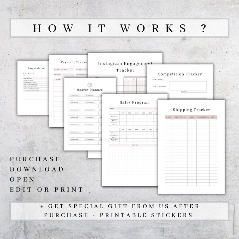 Printable Business Planner | 59 Templates | Small Etsy Seller Organizer Sheets PDF A4 A5 Letter image 6