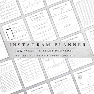 Printable Instagram Planner | Digital Blogger Planner Pages | Social Media Content Schedule | Marketing Plan PDF | Instagram Tracker A5, A4