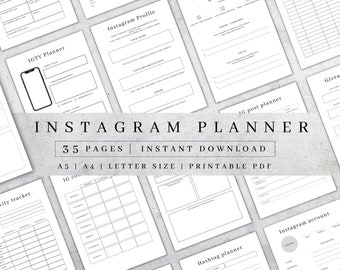 Instagram Planner Printable | Social Media Content Calendar | Marketing Tracker Blogger Schedule PDF A4 A5
