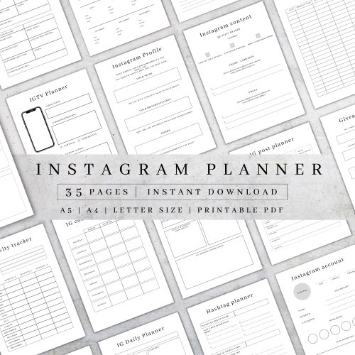Printable Blogger Social Media Planner Instagram Tracker - Etsy