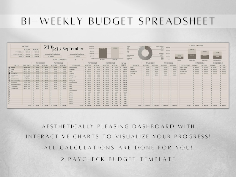 Paycheck Budget Spreadsheet | Biweekly Budget Template | Weekly Budget Template | Budget Spreadsheet Google Sheets | Bill Tracker image 2