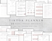 TikTok Planner | Social Media Content Calendar (Printable PDF)