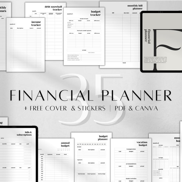 Budget Planner Printable 2024 | Canva Financial Planner | Digital Finance Tracker | Monthly Budget Tracker | Financial Journal | Saving Plan