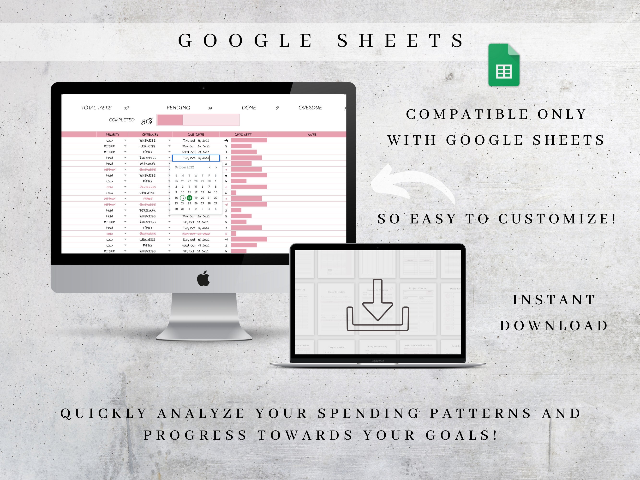 Digital Task List Planner | Google Sheets Checklist | to Do List ...