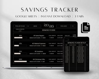 Sinking Funds Tracker Spreadsheet Google Sheets | Savings Goals Challenge | Personal Budget Finance Template