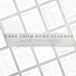 Work From Home Planner | Daily Planner | Weekly Planner | Monthly Planner | Productivity Planner | Instant Download | A4 A5 US Letter Pdf