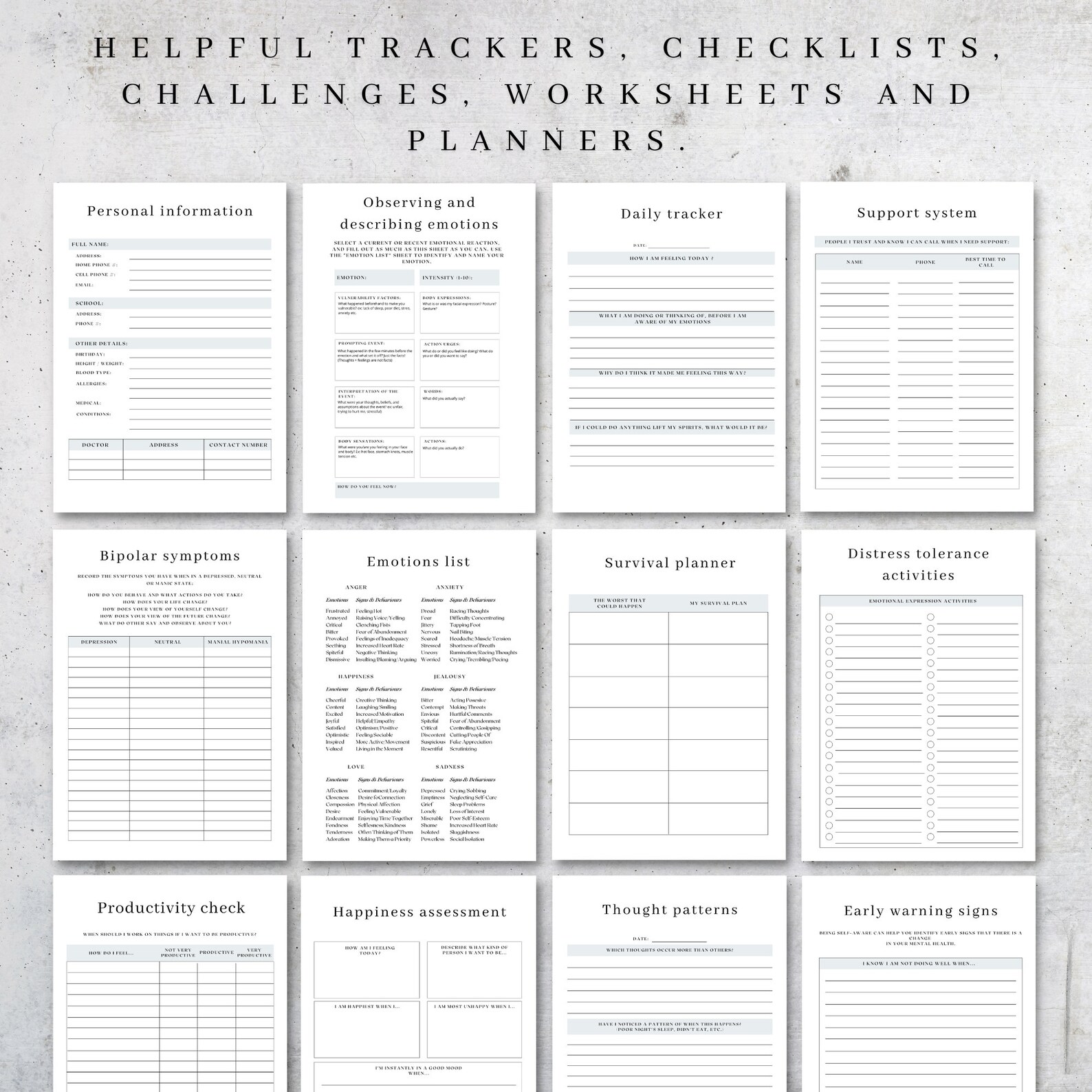 Printable Therapy Journal Bipolar Therapy Planner Digital - Etsy