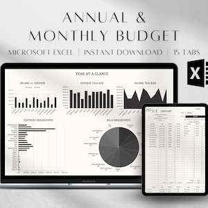 Arkusz kalkulacyjny budżetu cyfrowego Excel | Szablon budżetu miesięcznego Excel | Szablon budżetu rocznego | Szablon budżetu Excel | Planer pulpitu nawigacyjnego budżetu