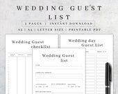 Wedding Guest Book | RSVP Tracker Printable Planner (A5, A4, Letter) (Digital Download