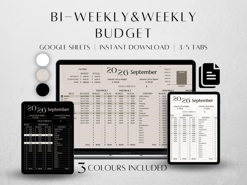 Paycheck Budget Spreadsheet | Biweekly Budget Template | Weekly Budget Template | Budget Spreadsheet Google Sheets | Bill Tracker image 1