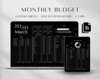 Monthly Budget Spreadsheet , Minimalist Finance Tracker (Google Sheets Download)