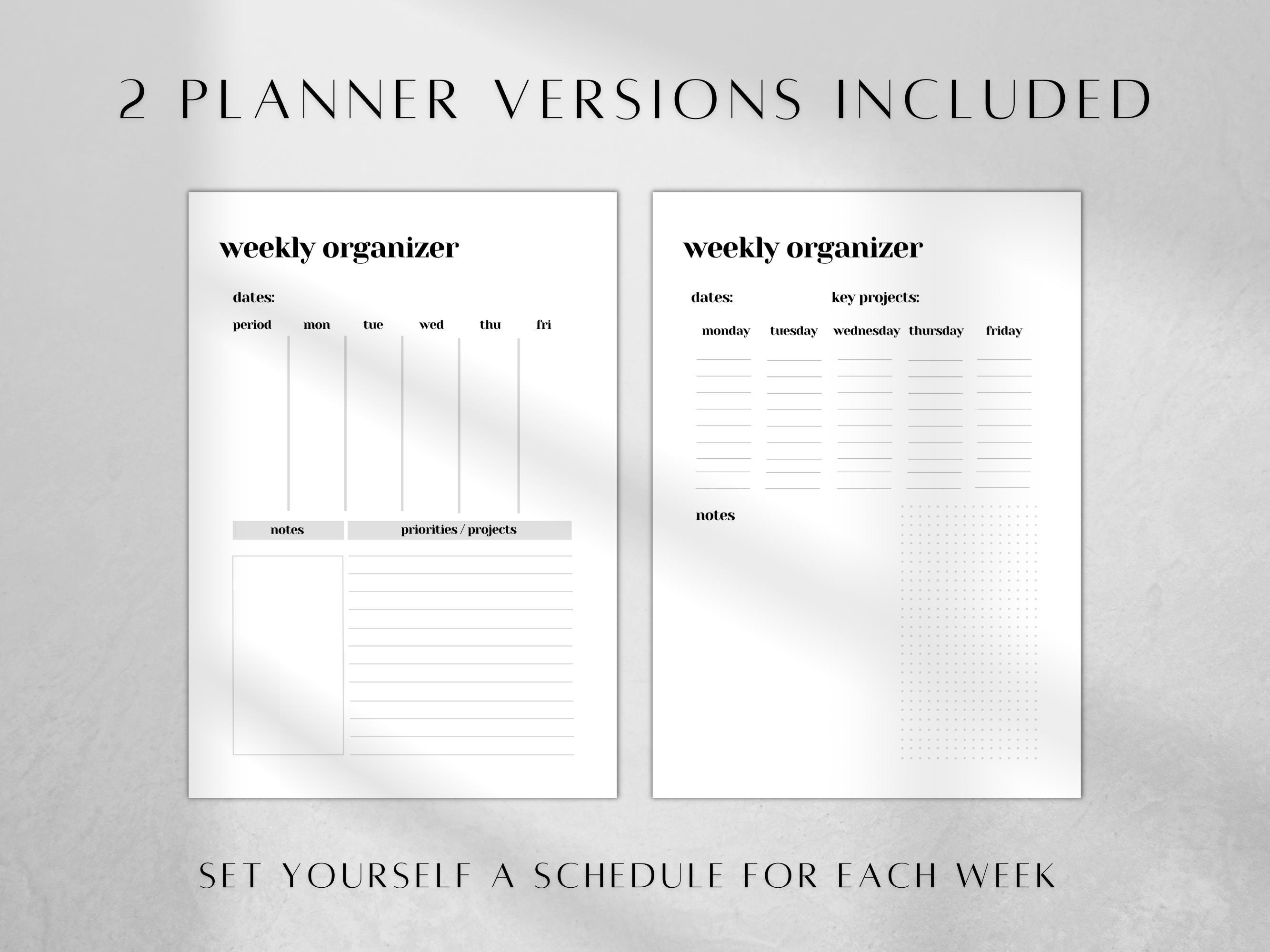 Minimalist Weekly Planner Printable | A5, A4, US Letter (PDF Download ...