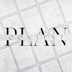 May include: A set of printable planner pages with a gray and white background. The pages include titles such as "Order Form", "Project Budget", "Starting Business Check List", "Income Log", "Class Overview", "Debt Snowball Tracker", "Blog Income Log", and "Planner".