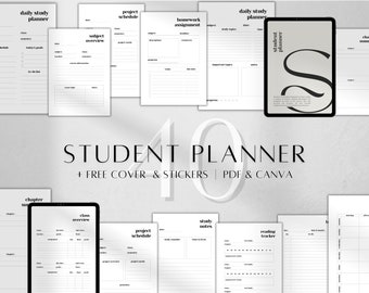 Planificador estudiantil imprimible / Organizador académico de estudios universitarios / Rastreador de productividad escolar PDF A4 A5