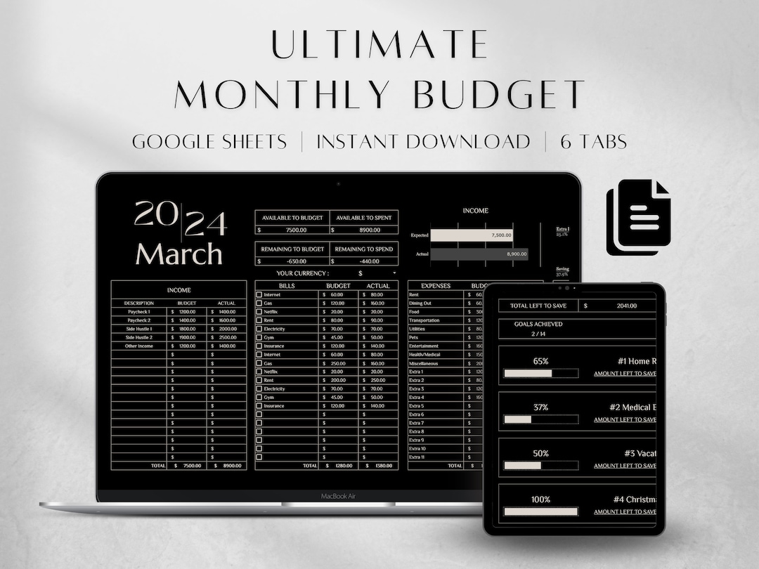 Monthly Budget Planner 2024 2025 Budget Spreadsheet Template Finance