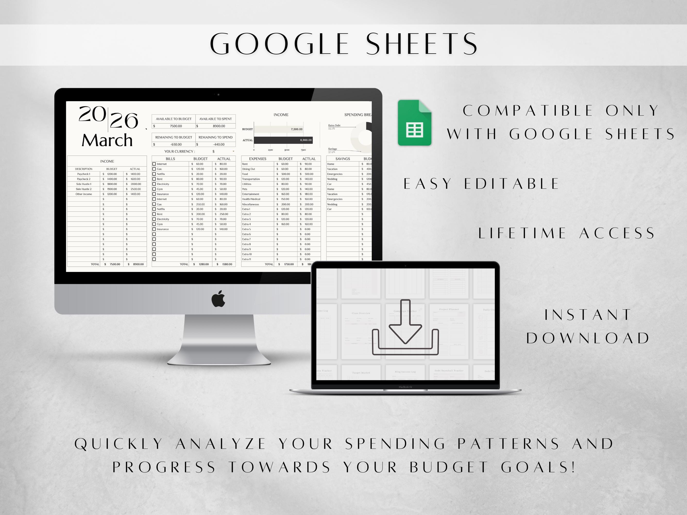 Monthly Budget Spreadsheet | Google Sheets Budget Template | Financial ...