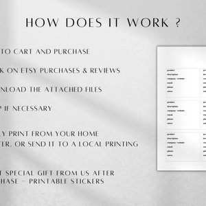 May include: A printable supplier list template with instructions on how to use it. The template has six boxes with headings for product, description, company/website, email, phone, and notes.