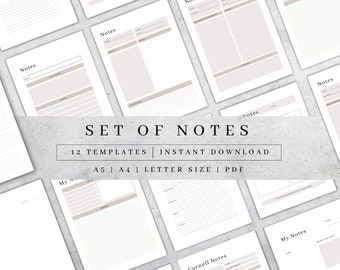 Printable Note Pages | Cornell, Lined, Study (A5, A4, US Letter) (PDF Download)
