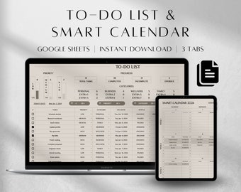 Task Tracker Template | Monthly Calendar Google Sheets | to Do List ...