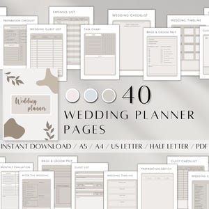Printable Wedding Planner | Digital Wedding Organizer | Mr Mrs Planner | Wedding Worksheet Kit | Wedding Book | Wedding Itinerary A4 A5 2025