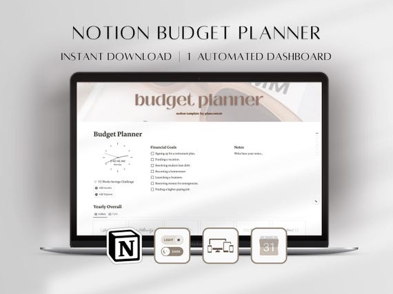 Notion Budget Planner , 52-Week Savings Challenge, Expense Tracker (Digital Download)