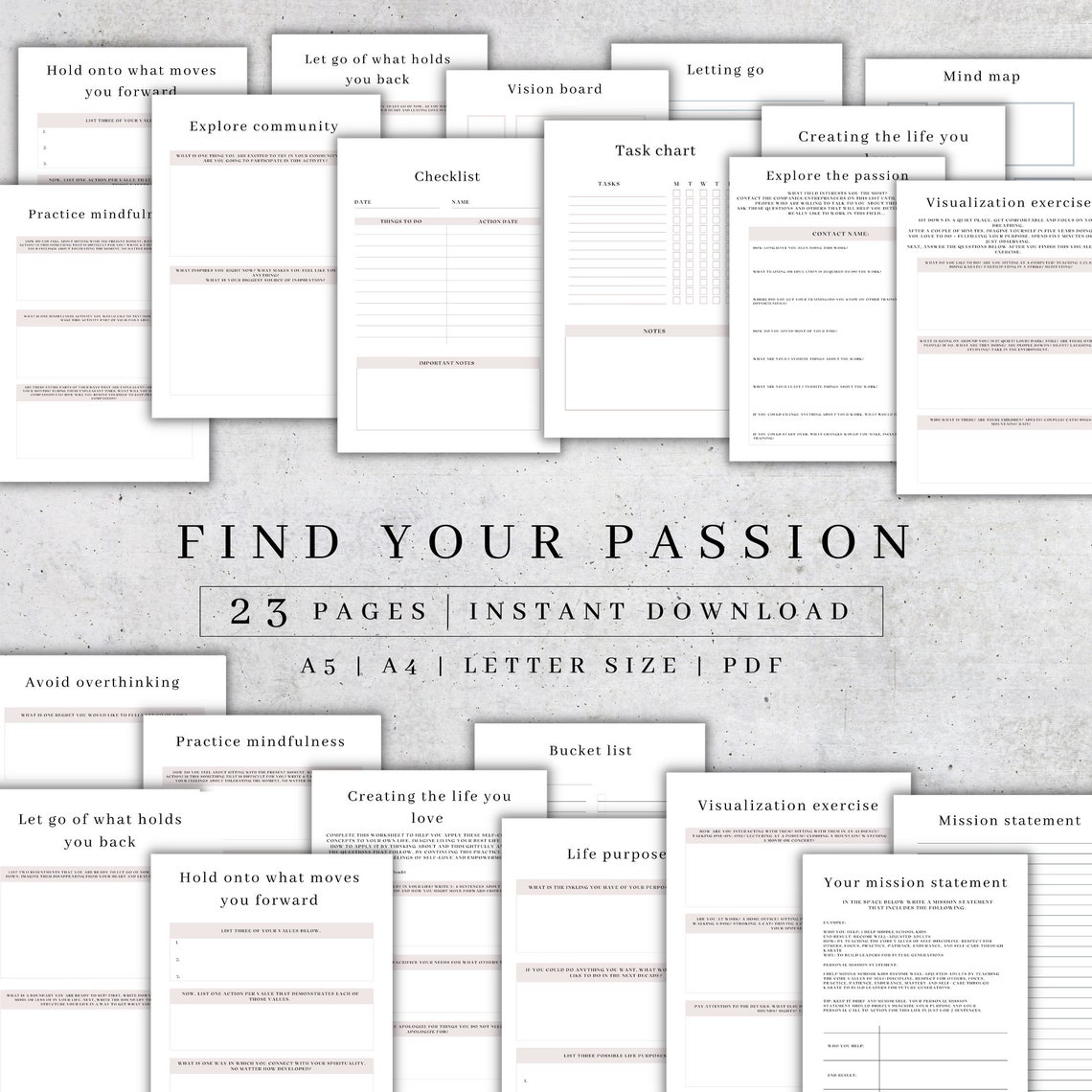 Find Your Passion Planner Printable Life Coaching Pages - Etsy