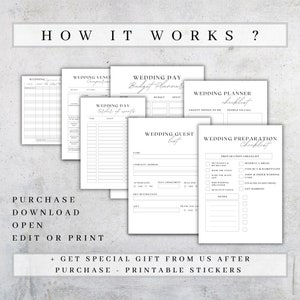 Printable Wedding Planner Wedding Plan Organizer Kit Wedding Workbook ...
