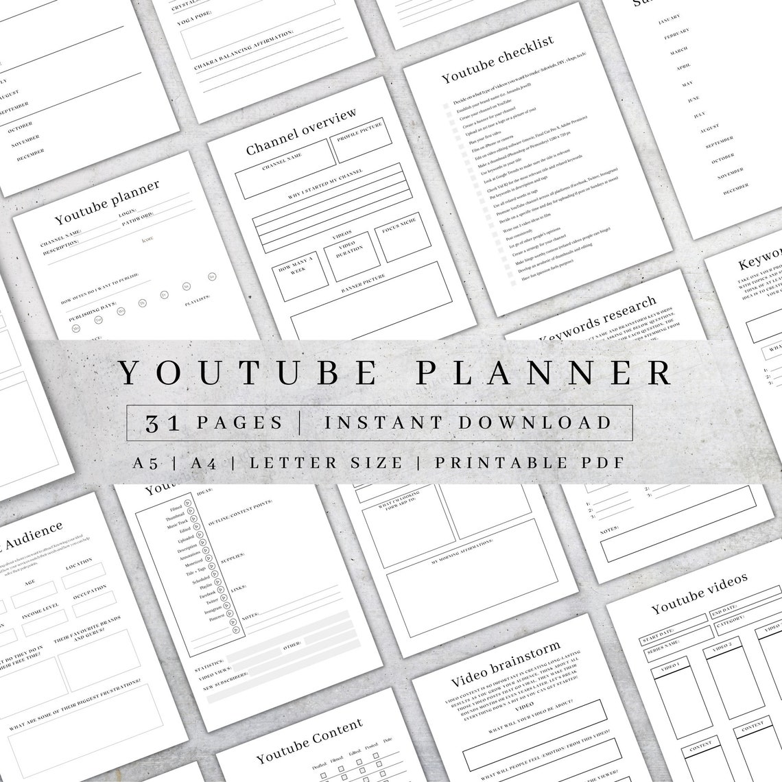 Digital Youtube Planner Social Media Content Creator Etsy
