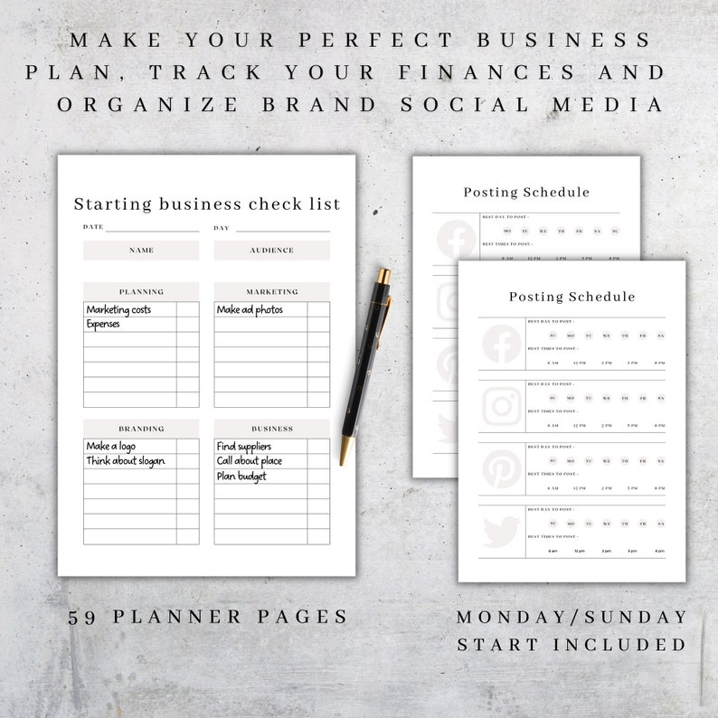 Printable Business Planner | 59 Templates | Small Etsy Seller Organizer Sheets PDF A4 A5 Letter image 3