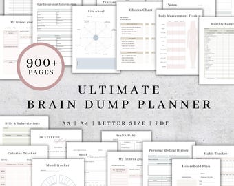 Brain Dump Planner Bundle | ADHD Adult Tracker | Digital Productivity Journal | Self-Care Workbook