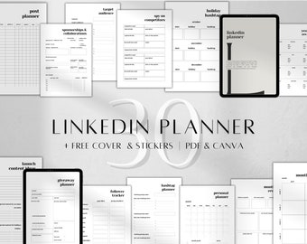 Digital LinkedIn Planner | LinkedIn Post Strategy | Printable Networking Planner | LinkedIn Marketing | LinkedIn Job | Canva Planner A5, A4