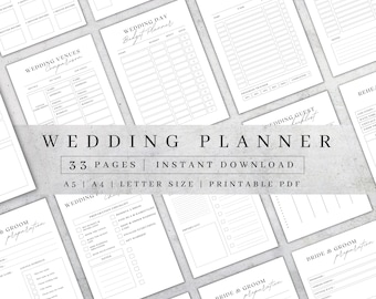 Printable Wedding Planner | Wedding Plan Organizer Kit | Wedding Workbook Bundle |Wedding Planning Book |Wedding Itinerary PDF, A4, A5, 2022