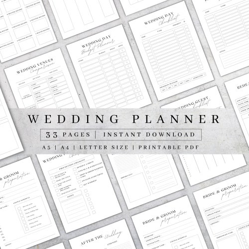 Printable Wedding Planner Wedding Plan Organizer Kit - Etsy