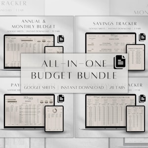 Budgetplanner voor Google Spreadsheet | Budget spreadsheetsjabloonbundel | Dashboard voor persoonlijke financiën van Google Spreadsheets | Financieel planner Google