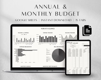 Budget Planner | Google Sheets Budget Template | Annual Monthly Planner | Bill Tracker Personal Finance Spreadsheet, Budget Binder