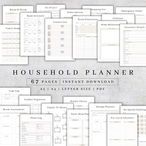 Household Planner | Printable Household Management Binder | Household Budget Template | Life Organizer PDF | Home Management | Cleaning Plan