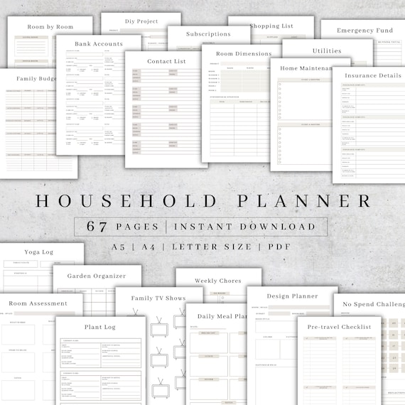 Household Planner | Printable Household Management Binder | Household Budget Template | Life Organizer PDF | Home Management | Cleaning Plan