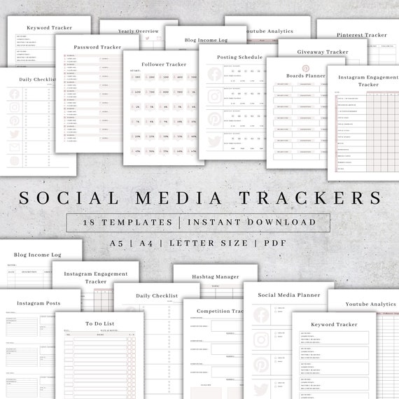 Social Media Planner Printable Blogger Tracker Instagram - Etsy