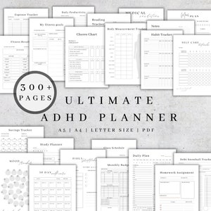 ADHD Bundle | Printable ADHD Planner 2024 |  Digital Adhd Journal For Adults | Adhd Productivity Planner | Ultimate Life Organizer PDF A5 A4