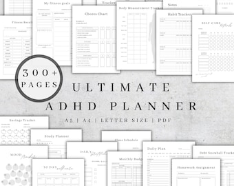 ADHD Bundle | Printable ADHD Planner 2026 |  Digital Adhd Journal For Adults | Adhd Productivity Planner | Ultimate Life Organizer PDF A5 A4
