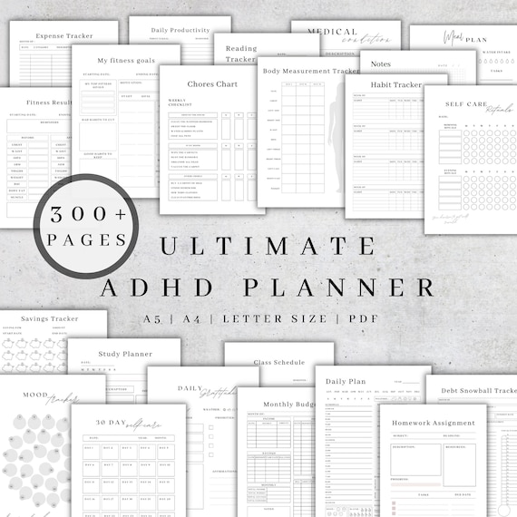 ADHD Bundle | Printable ADHD Planner 2026 |  Digital Adhd Journal For Adults | Adhd Productivity Planner | Ultimate Life Organizer PDF A5 A4
