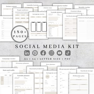 Social Media Planner Bundle | Instagram Planner Printable | Digital Pinterest Planner | Blogger Planner | TikTok Planner| Facebook Marketing