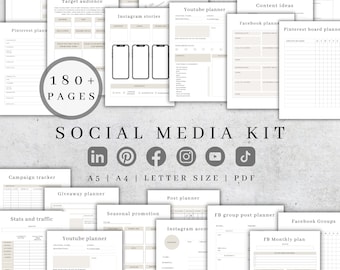 Social Media Planner Bundle | Instagram Planner Printable | Digital Pinterest Planner | Blogger Planner | TikTok Planner| Facebook Marketing