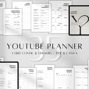 YouTube Planner Canva | Digital Social Media Tracker | Printable YouTube Content Plan | YouTube Channel Strategy Planner | Content Creator