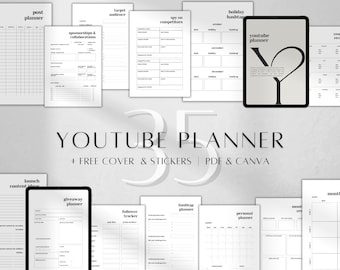 YouTube Planner | Social Media Content Tracker (PDF & Canva Editable)