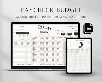 Paycheck Budget Spreadsheet , Google Sheets Bill Debt Tracker (Digital Download)