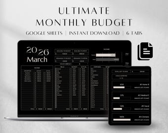 Google Sheets Budget Planner | Monthly Finance Dashboard | Income Expense Spreadsheet Template Tracker, Budget Binder