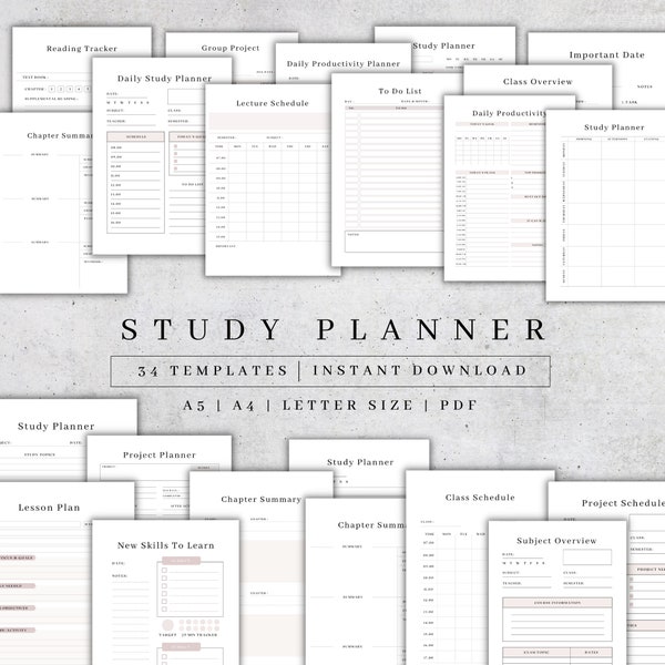 Druckbarer Kalender | Akademischer Planer zum Ausdrucken | College-Studenten-Planer| Produktivität Projektplaner Pdf | Abitur-Planer 2024