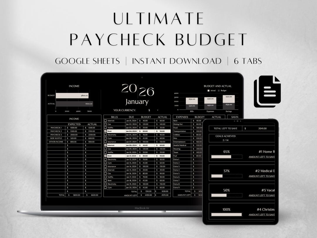 Budget Planner | Paycheck Budget Spreadsheet for Google Sheets ...